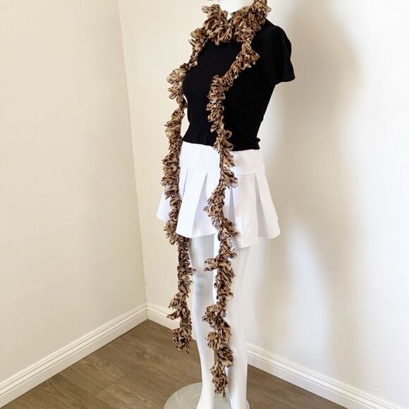 Y2K Style Leopard Print Long Scarf or 160” of Fabric for Trim Brown & Black - Picture 3 of 3